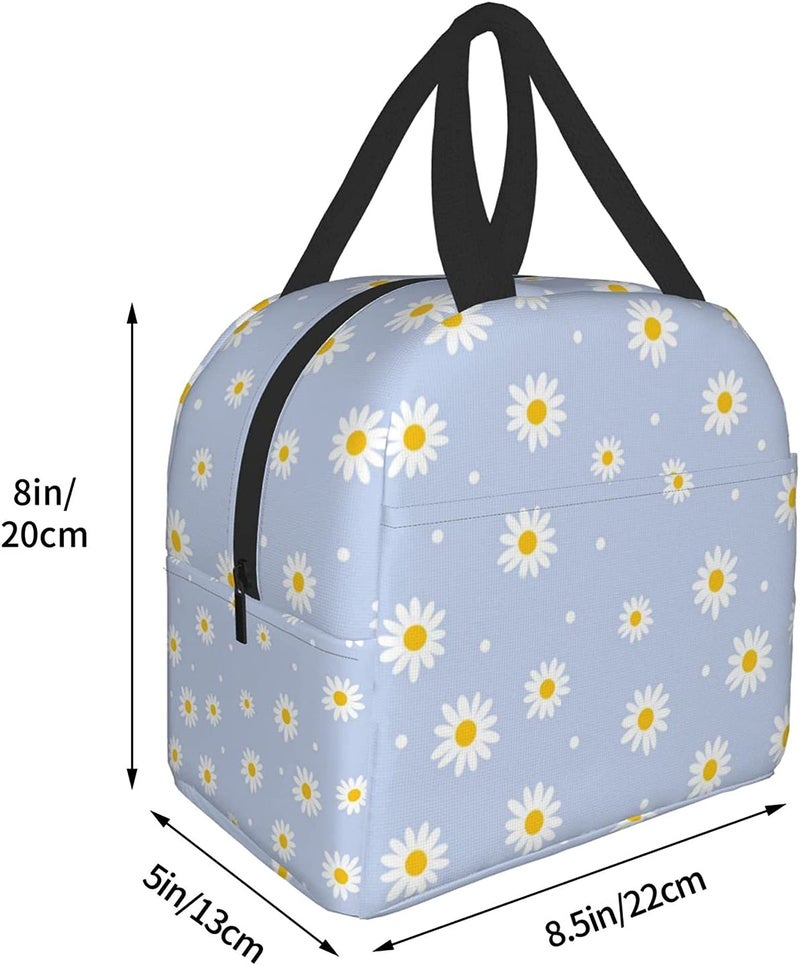 carati Insulated Lunch Bag for Women, Cooler Tote Reusable Lunch Box Container For Work Office Travel Picnic Floral Daisy Purple Flower - Image 5